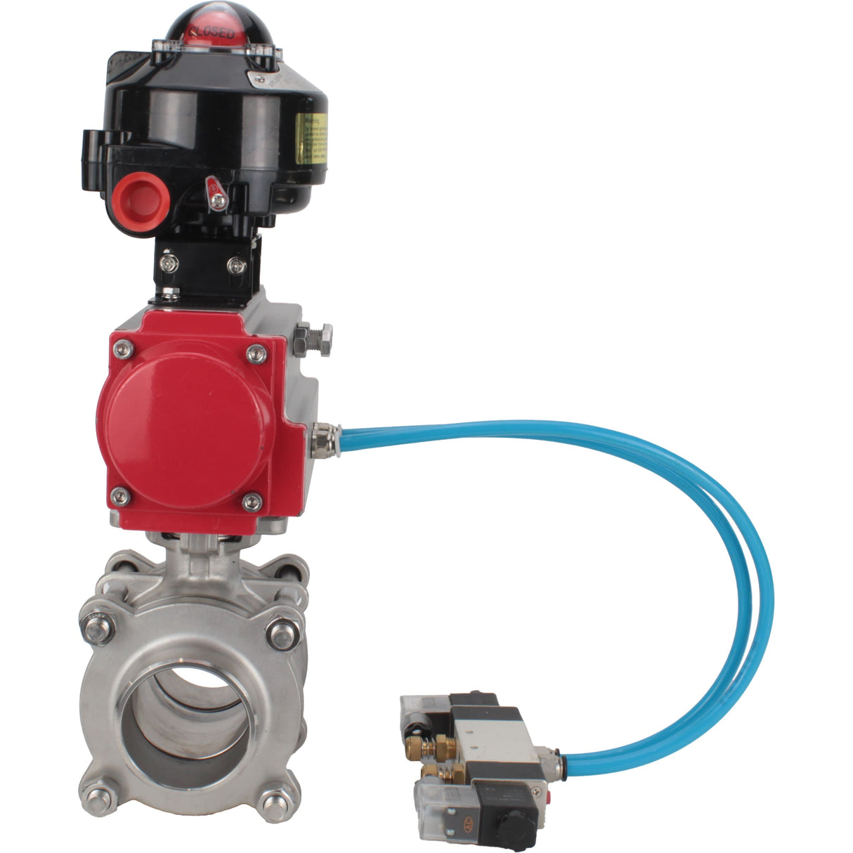 Ball valves Elephant BV3232P(3pc)-FP-W-ISO-H WDVF DN15-32 63 bar full bore, body - 316 stainless steel, seal - PTFE, for welding, with PA-SA pneumatic actuator, pneumatic distributor 4V320-10 220V, LSU APL-510N EX