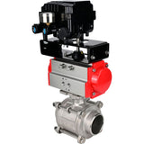 Ball valves Elephant BV3232P(3pc)-FP-W-ISO-H WDVF DN15-32 63 bar full bore, body - 316 stainless steel, seal - PTFE, for welding, with PA-SA pneumatic actuator, YT-1000RSN electro-pneumatic rotary positioner without feedback