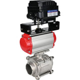 Ball valves Elephant BV3232P(3pc)-FP-W-ISO-H WDVF DN15-32 63 bar full bore, body - 316 stainless steel, seal - PTFE, for welding, with PA-SA pneumatic actuator, YT-1000RSN electro-pneumatic rotary positioner without feedback