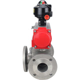 Ball valves Elephant BV3232P(4pc)-FP-3WL-F-ISO-H 16 bar full bore, flanged, body - stainless steel SS316, ISO flange F03/F04-F10/F12, square 9x9-19x19, with pneumatic drive Elephant PA-DA double action and BKV APL-510N EX