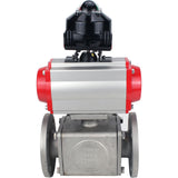 Ball valves Elephant BV3232P(4pc)-FP-3WL-F-ISO-H 16 bar full bore, flanged, body - stainless steel SS316, ISO flange F03/F04-F10/F12, square 9x9-19x19, with pneumatic drive Elephant PA-DA double action and BKV APL-510N EX