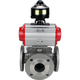 Ball valves Elephant BV3232P(4pc)-FP-3WL-F-ISO-H 16 bar full bore, flanged, body - stainless steel SS316, ISO flange F03/F04-F10/F12, square 9x9-19x19, with pneumatic drive Elephant PA-DA double action and BKV APL-510N EX