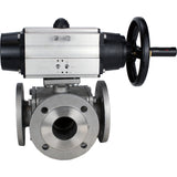 Ball valves Elephant BV3232P(4pc)-FP-3WL-F-ISO-H DN100 16 bar full bore, flanged, body - stainless steel SS316, ISO flange F10/F12, square 19x19, with double pneumatic actuator PA-DA-105-1 actions
