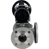 Ball valves Elephant BV3232P(4pc)-FP-3WL-F-ISO-H DN100 16 bar full bore, flanged, body - stainless steel SS316, ISO flange F10/F12, square 19x19, with double pneumatic actuator PA-DA-105-1 actions