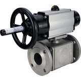 Ball valves Elephant BV3232P(4pc)-FP-3WL-F-ISO-H DN100 16 bar full bore, flanged, body - stainless steel SS316, ISO flange F10/F12, square 19x19, with double pneumatic actuator PA-DA-105-1 actions