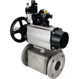 Ball valves Elephant BV3232P(4pc)-FP-3WL-F-ISO-H DN100 16 bar full bore, flanged, body - stainless steel SS316, ISO flange F10/F12, square 19x19, with pneumatic actuator PA-DA-105-1, pneumatic distributor 4M310-08 24V, LSU APL-210N and ATU AFC2000
