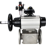 Ball valves Elephant BV3232P(4pc)-FP-3WL-F-ISO-H DN100 16 bar full bore, flanged, body - stainless steel SS316, ISO flange F10/F12, square 19x19, with pneumatic actuator PA-DA-105-1, pneumatic distributor 4M310-08 24V, LSU APL-210N and ATU AFC2000