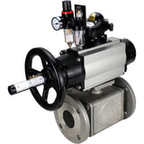 Ball valves Elephant BV3232P(4pc)-FP-3WL-F-ISO-H DN100 16 bar full bore, flanged, body - stainless steel SS316, ISO flange F10/F12, square 19x19, with pneumatic actuator PA-DA-105-1, pneumatic distributor 4M310-08 24V, LSU APL-210N and ATU AFC2000