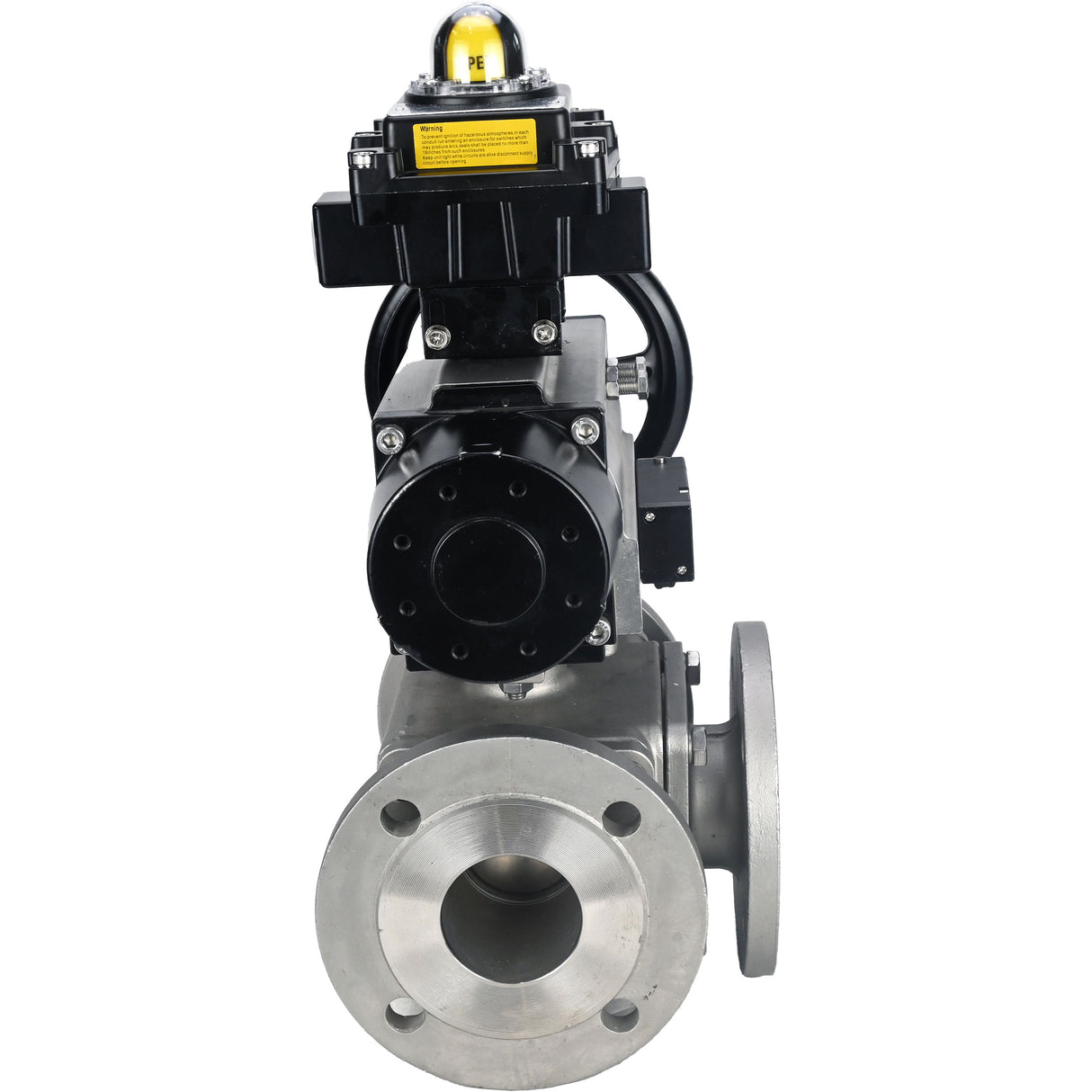 Ball valves Elephant BV3232P(4pc)-FP-3WL-F-ISO-H DN100 16 bar full bore, flanged, body - stainless steel SS316, ISO flange F10/F12, square 19x19, with double pneumatic actuator PA-DA-105-1 action, pneumatic distributor 4M310-08 220V and LSU APL-410N E