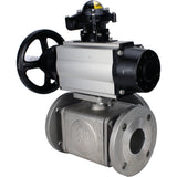 Ball valves Elephant BV3232P(4pc)-FP-3WL-F-ISO-H DN100 16 bar full bore, flanged, body - stainless steel SS316, ISO flange F10/F12, square 19x19, with double pneumatic actuator PA-DA-105-1 actions and LSU APL-210N