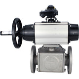Ball valves Elephant BV3232P(4pc)-FP-3WL-F-ISO-H DN100 16 bar full bore, flanged, body - stainless steel SS316, ISO flange F10/F12, square 19x19, with double pneumatic actuator PA-DA-105-1 actions and LSU APL-210N