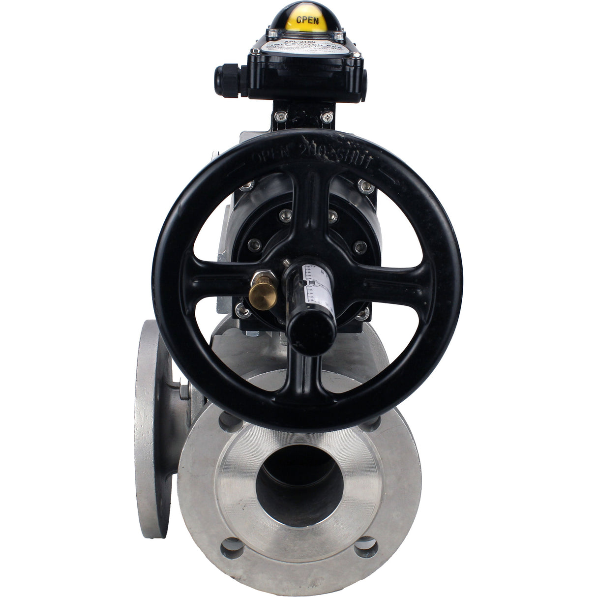 Ball valves Elephant BV3232P(4pc)-FP-3WL-F-ISO-H DN100 16 bar full bore, flanged, body - stainless steel SS316, ISO flange F10/F12, square 19x19, with double pneumatic actuator PA-DA-105-1 actions and LSU APL-210N