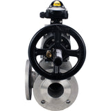 Ball valves Elephant BV3232P(4pc)-FP-3WL-F-ISO-H DN100 16 bar full bore, flanged, body - stainless steel SS316, ISO flange F10/F12, square 19x19, with double pneumatic actuator PA-DA-105-1 actions and LSU APL-210N