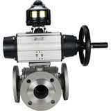 Ball valves Elephant BV3232P(4pc)-FP-3WL-F-ISO-H DN100 16 bar full bore, flanged, body - stainless steel SS316, ISO flange F10/F12, square 19x19, with double pneumatic actuator PA-DA-105-1 actions and LSU APL-510N EX
