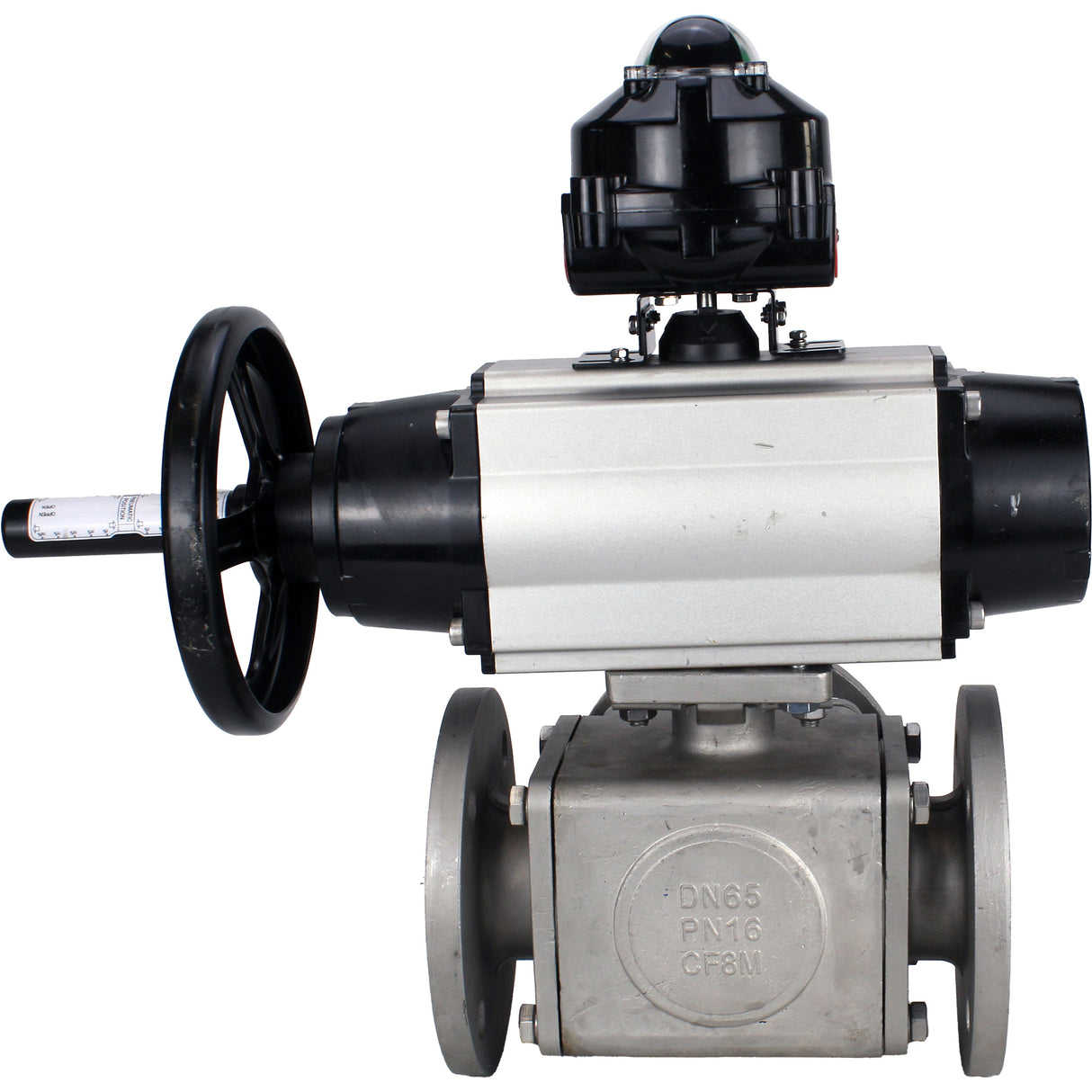 Ball valves Elephant BV3232P(4pc)-FP-3WL-F-ISO-H DN100 16 bar full bore, flanged, body - stainless steel SS316, ISO flange F10/F12, square 19x19, with double pneumatic actuator PA-DA-105-1 actions and LSU APL-510N EX