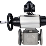 Ball valves Elephant BV3232P(4pc)-FP-3WL-F-ISO-H DN100 16 bar full bore, flanged, body - stainless steel SS316, ISO flange F10/F12, square 19x19, with double pneumatic actuator PA-DA-105-1 actions and LSU APL-510N EX