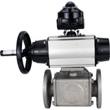 Ball valves Elephant BV3232P(4pc)-FP-3WL-F-ISO-H DN100 16 bar full bore, flanged, body - stainless steel SS316, ISO flange F10/F12, square 19x19, with double pneumatic actuator PA-DA-105-1 actions and LSU APL-510N EX