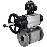 Ball valves Elephant BV3232P(4pc)-FP-3WL-F-ISO-H DN100 16 bar full bore, flanged, body - stainless steel SS316, ISO flange F10/F12, square 19x19, with double pneumatic actuator PA-DA-105-1 actions and LSU APL-510N EX