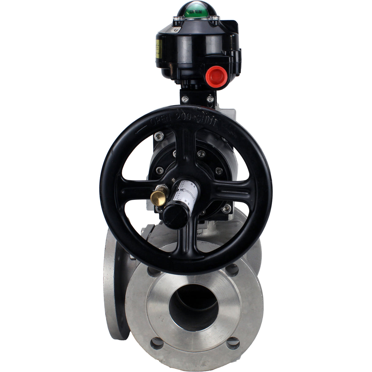 Ball valves Elephant BV3232P(4pc)-FP-3WL-F-ISO-H DN100 16 bar full bore, flanged, body - stainless steel SS316, ISO flange F10/F12, square 19x19, with double pneumatic actuator PA-DA-105-1 actions and LSU APL-510N EX