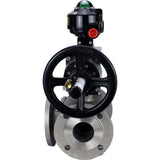 Ball valves Elephant BV3232P(4pc)-FP-3WL-F-ISO-H DN100 16 bar full bore, flanged, body - stainless steel SS316, ISO flange F10/F12, square 19x19, with double pneumatic actuator PA-DA-105-1 actions and LSU APL-510N EX