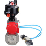 Ball valves Elephant BV3232P-FP-Fb-ISO-H 16 bar wafer, full bore, stainless steel body. steel SS316, seal - PTFE, with pneumatic actuator Elephant PA-SA 052-160 pneumatic distributor 4V320-10 ATU AFC2000 APL-510N-EX