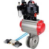 Ball valves Elephant BV3232P-FP-Fb-ISO-H 16 bar wafer, full bore, stainless steel body. steel SS316, seal - PTFE, with pneumatic actuator Elephant PA-SA 052-160 pneumatic distributor 4V320-08 ATU AFC2000 APL-510N-EX