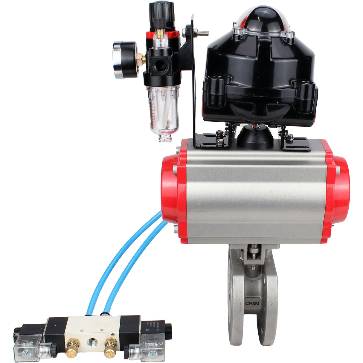 Ball valves Elephant BV3232P-FP-Fb-ISO-H 16 bar wafer, full bore, stainless steel body. steel SS316, seal - PTFE, with pneumatic actuator Elephant PA-SA 052-160 pneumatic distributor 4V320-08 ATU AFC2000 APL-510N-EX
