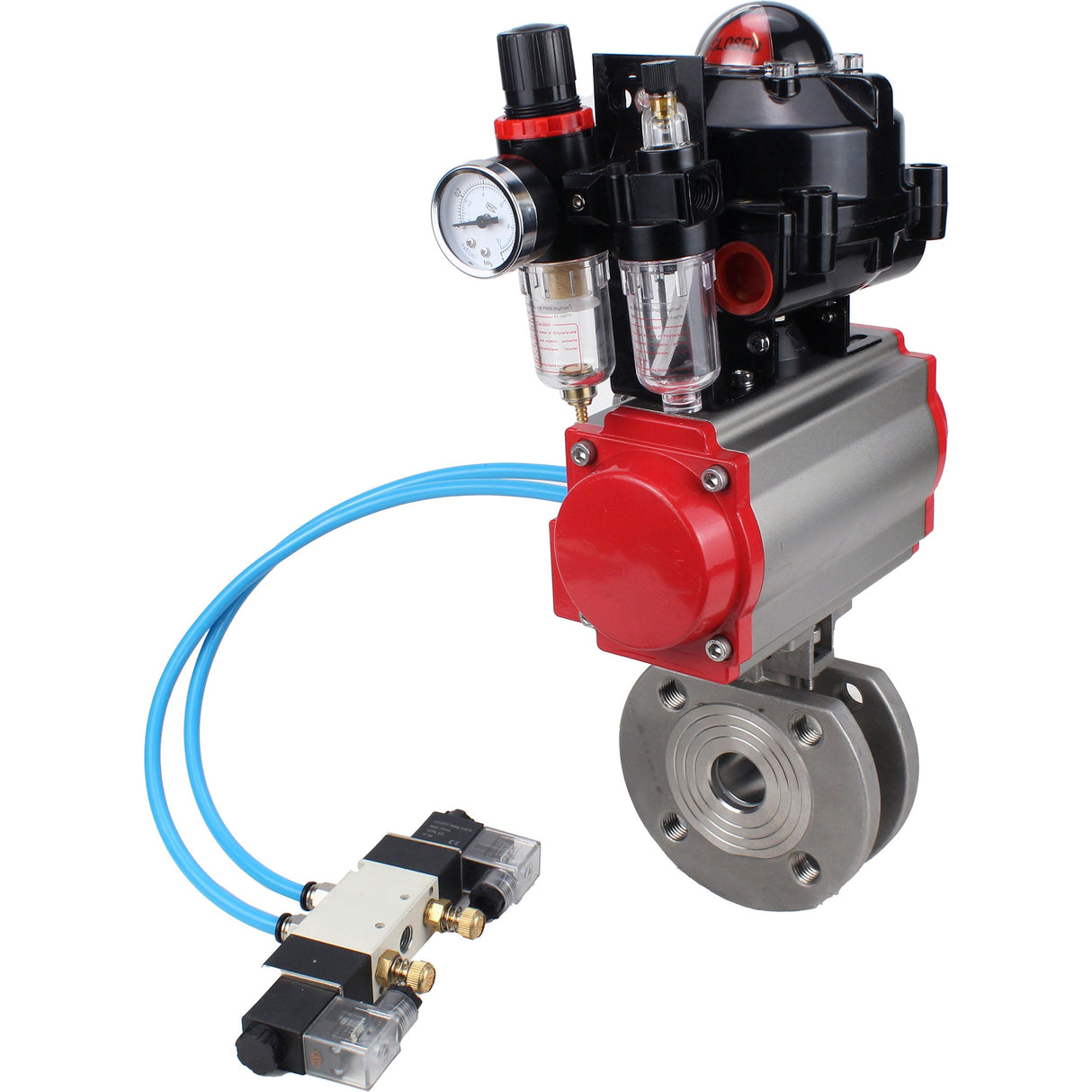 Ball valves Elephant BV3232P-FP-Fb-ISO-H 16 bar wafer, full bore, stainless steel body. steel SS316, seal - PTFE, with pneumatic actuator Elephant PA-DA 052-105 pneumatic distributor 4V320-10 ATU AFC2000 LSU APL-510N-EX