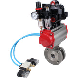 Ball valves Elephant BV3232P-FP-Fb-ISO-H 16 bar wafer, full bore, stainless steel body. steel SS316, seal - PTFE, with pneumatic actuator Elephant PA-DA 052-105 pneumatic distributor 4V320-10 ATU AFC2000 LSU APL-510N-EX
