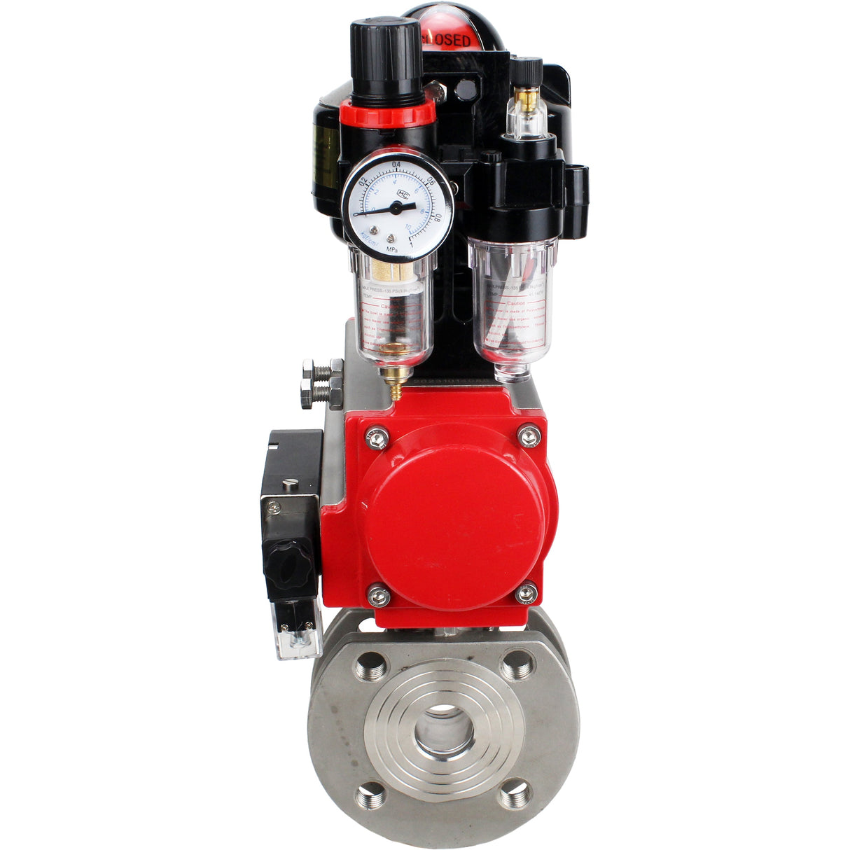 Ball valves Elephant BV3232P-FP-Fb-ISO-H 16 bar wafer, full bore, stainless steel body. steel SS316, seal - PTFE, with pneumatic actuator Elephant PA-SA 052-160 pneumatic distributor 4M310-08 24V ATU AFC2000 APL-510N-EX