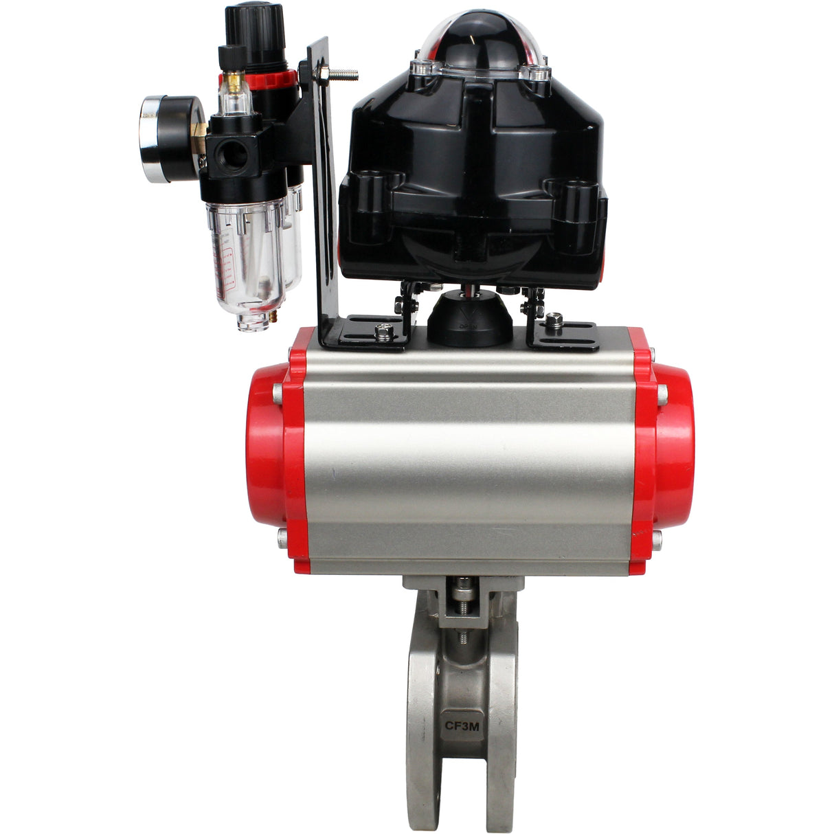 Ball valves Elephant BV3232P-FP-Fb-ISO-H 16 bar wafer, full bore, stainless steel body. steel SS316, seal - PTFE, with pneumatic actuator Elephant PA-SA 052-160 pneumatic distributor 4M310-08 24V ATU AFC2000 APL-510N-EX
