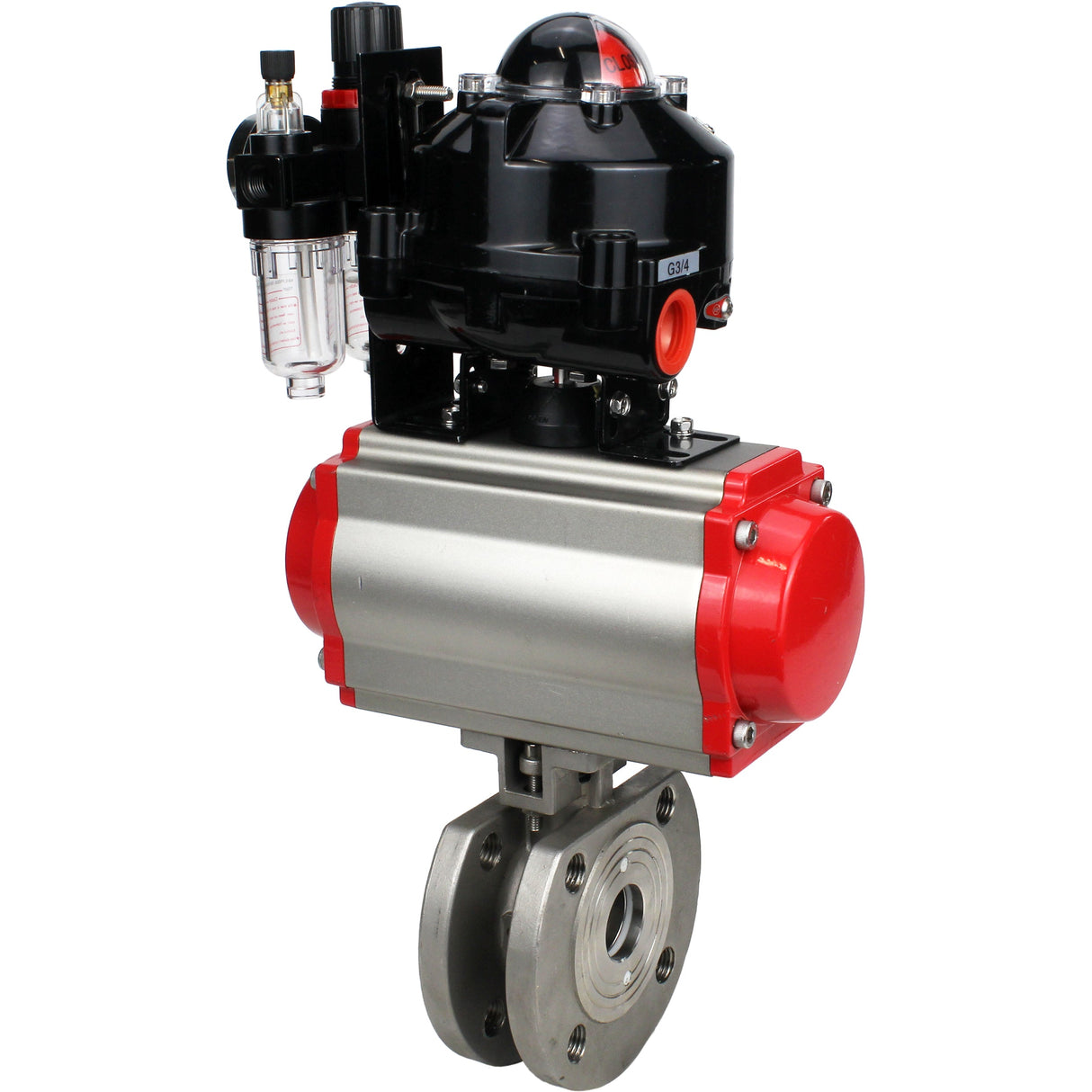 Ball valves Elephant BV3232P-FP-Fb-ISO-H 16 bar wafer, full bore, stainless steel body. steel SS316, seal - PTFE, with pneumatic actuator Elephant PA-SA 052-160 pneumatic distributor 4M310-08 24V ATU AFC2000 APL-510N-EX