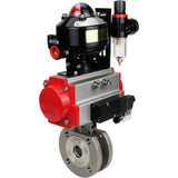 Ball valves Elephant BV3232P-FP-Fb-ISO-H 16 bar wafer, full bore, stainless steel body. steel SS316, seal - PTFE, with pneumatic actuator Elephant PA-SA 052-160 pneumatic distributor 4M310-08 24V ATU AFC2000 APL-510N-EX