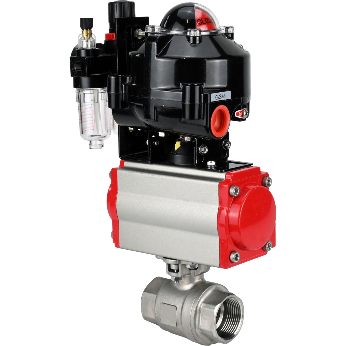 Ball valves Elephant BV3232P(2pc)-FP-T-ISO-H threaded, full bore, stainless steel body. steel SS316, seal - PTFE, with pneumatic actuator Elephant PA-SA 052-160 pneumatic distributor 4M310-08 24V ATU AFC2000 APL-510N-EX