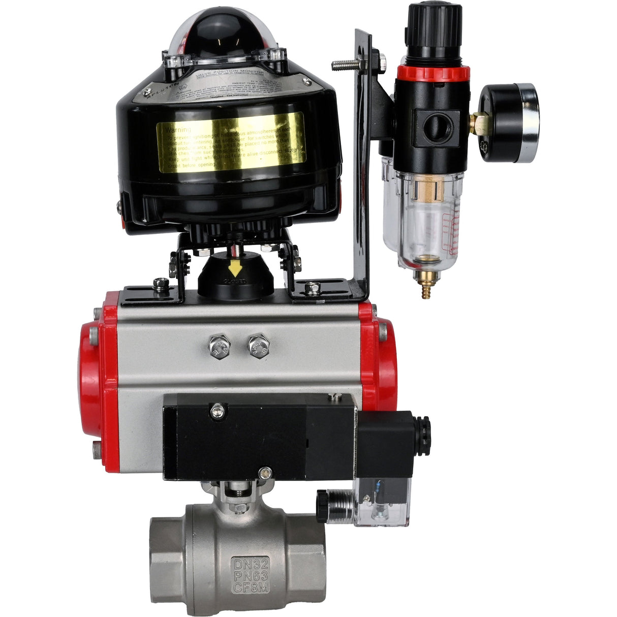Ball valves Elephant BV3232P(2pc)-FP-T-ISO-H threaded, full bore, stainless steel body. steel SS316, seal - PTFE, with pneumatic actuator Elephant PA-SA 052-160 pneumatic distributor 4M310-08 24V ATU AFC2000 APL-510N-EX