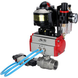 Ball valves Elephant BV3232P(2pc)-FP-T-ISO-H threaded, full bore, stainless steel body. steel SS316, seal - PTFE, with pneumatic actuator Elephant PA-DA 052-105 pneumatic distributor 4V320-08 ATU AFC2000 LSU APL-510N-EX
