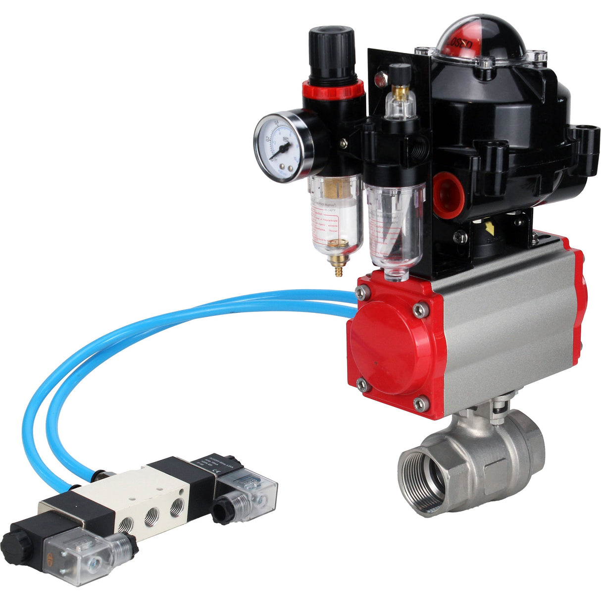 Ball valves Elephant BV3232P(2pc)-FP-T-ISO-H threaded, full bore, stainless steel body. steel SS316, seal - PTFE, with pneumatic actuator Elephant PA-DA 052-105 pneumatic distributor 4V320-08 ATU AFC2000 LSU APL-510N-EX
