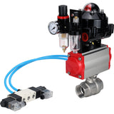 Ball valves Elephant BV3232P(2pc)-FP-T-ISO-H threaded, full bore, stainless steel body. steel SS316, seal - PTFE, with pneumatic actuator Elephant PA-DA 052-105 pneumatic distributor 4V320-08 ATU AFC2000 LSU APL-510N-EX