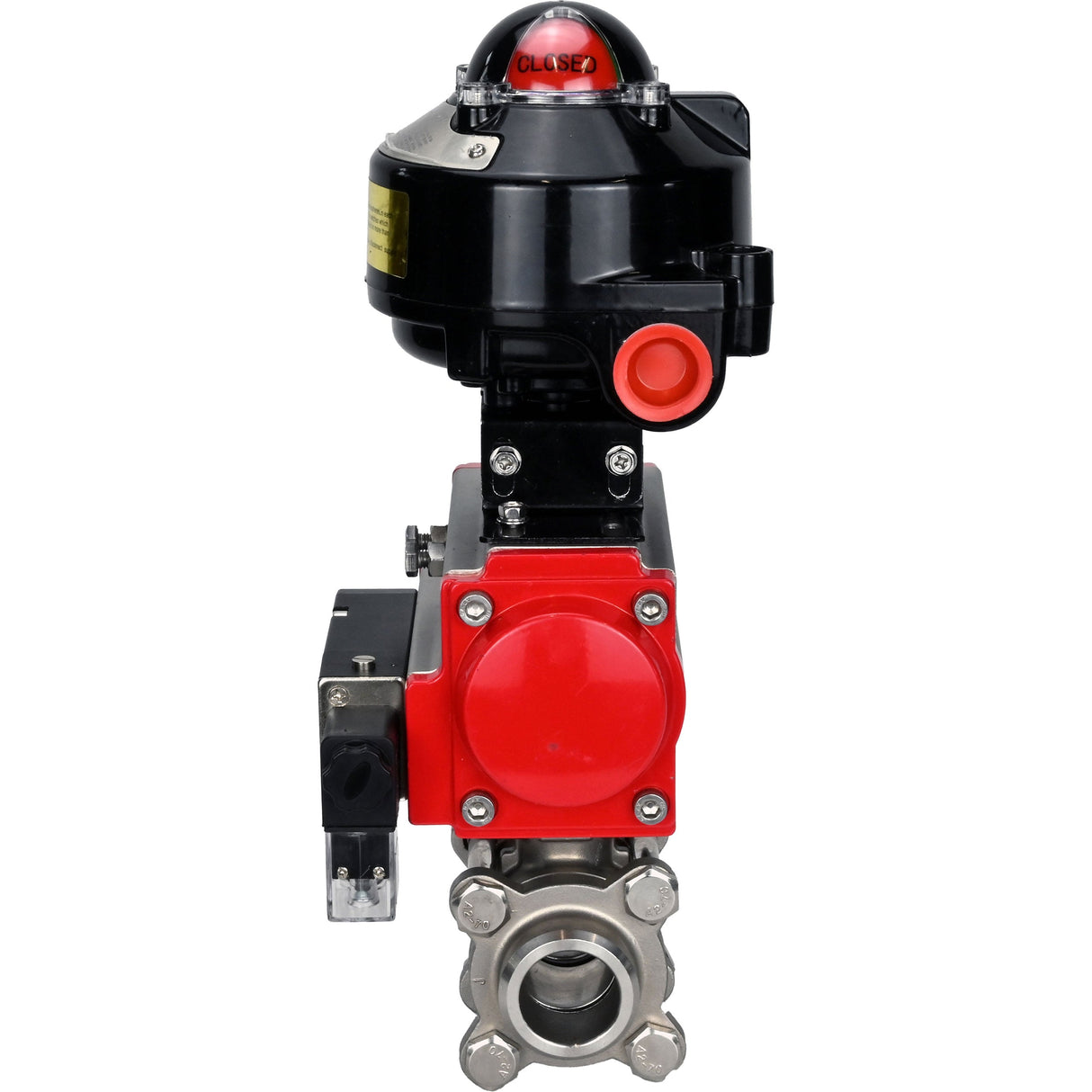 Ball valves Elephant BV3232P(3pc)-FP-W-ISO-H for welding, full bore, body - stainless steel SS316, seal - PTFE, with pneumatic actuator Elephant PA-DA 052- 083 pneumatic distributor 4M310-08 24V LSU APL-510N-EX