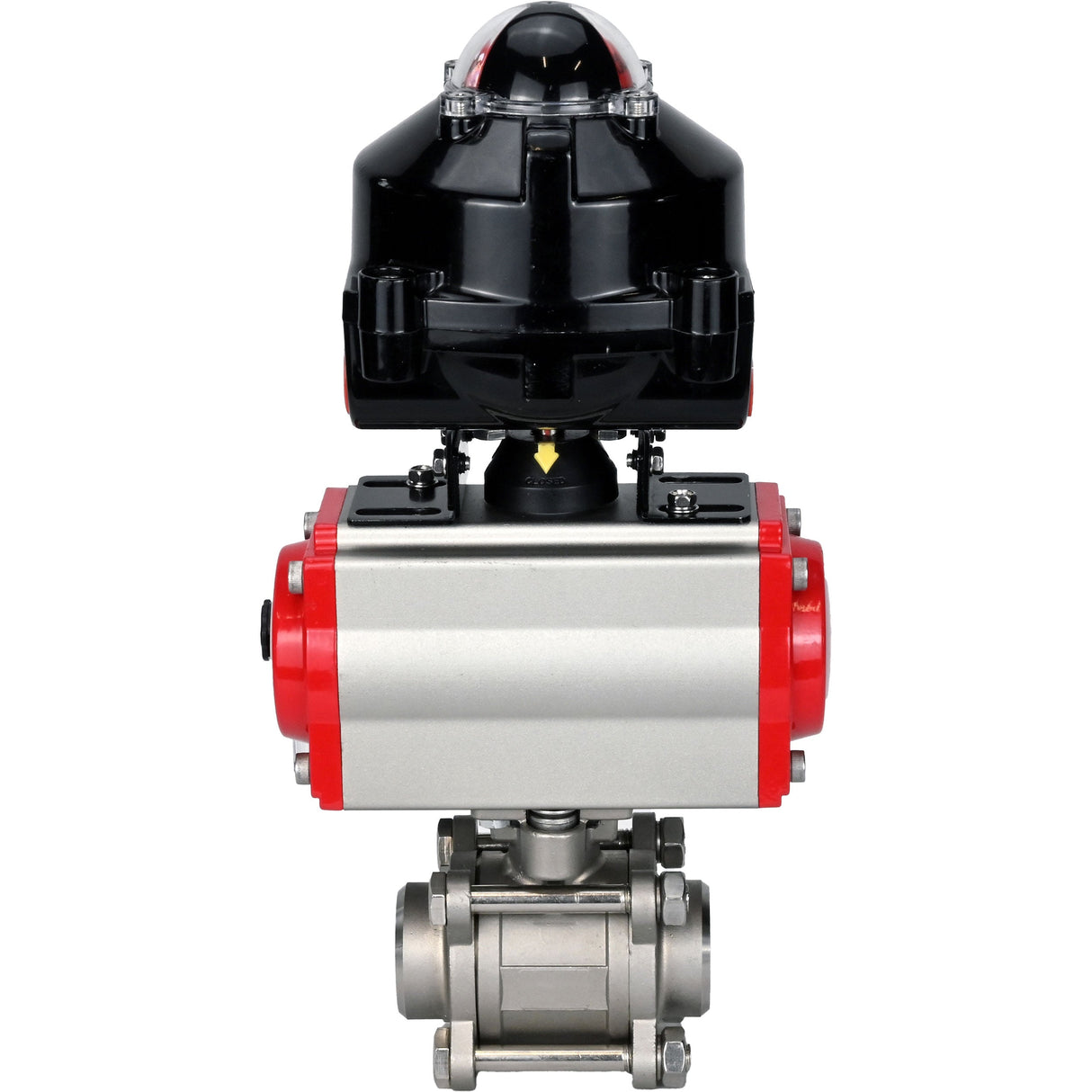 Ball valves Elephant BV3232P(3pc)-FP-W-ISO-H for welding, full bore, body - stainless steel SS316, seal - PTFE, with pneumatic actuator Elephant PA-SA 052- 130 pneumatic distributor 4M310-08 24V LSU APL-510N-EX
