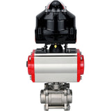 Ball valves Elephant BV3232P(3pc)-FP-W-ISO-H for welding, full bore, body - stainless steel SS316, seal - PTFE, with pneumatic actuator Elephant PA-SA 052- 130 pneumatic distributor 4M310-08 24V LSU APL-510N-EX