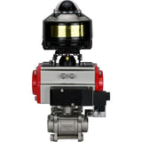 Ball valves Elephant BV3232P(3pc)-FP-W-ISO-H for welding, full bore, body - stainless steel SS316, seal - PTFE, with pneumatic actuator Elephant PA-SA 052- 130 pneumatic distributor 4M310-08 24V LSU APL-510N-EX