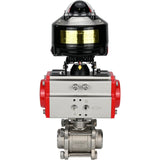 Ball valves Elephant BV3232P(3pc)-FP-W-ISO-H for welding, full bore, body - stainless steel SS316, seal - PTFE, with pneumatic actuator Elephant PA-DA 052- 083 and LSU APL-510N-EX