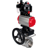 Ball valves Elephant BV3232P-SP-3L-T 3-way L-type, threaded, body - stainless steel SS316, seal - PTFE, with pneumatic drive PA-DA-052-083 pneumatic distributor 4M310-08 220V gearbox MON ATU AFC2000 LSU APL-510N-EX