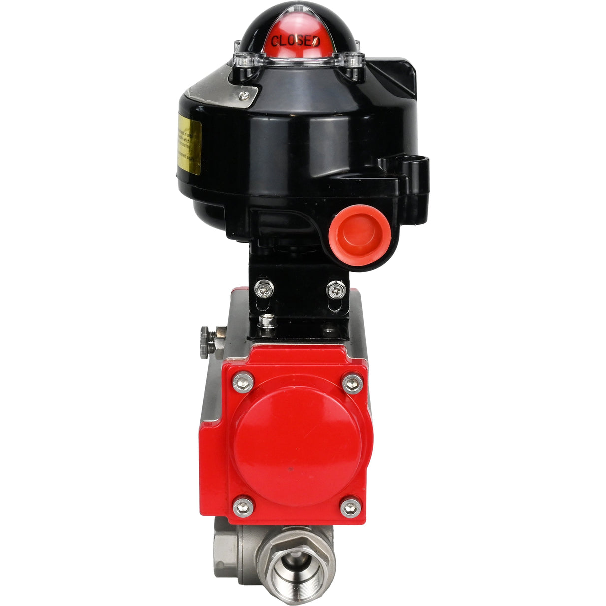 Ball valves Elephant BV3232P-SP-3L-T 3-way L-type, threaded, standard bore, body - stainless steel SS316, seal - PTFE, with pneumatic actuator Elephant PA-SA 052 -105 and LSU APL-510N-EX