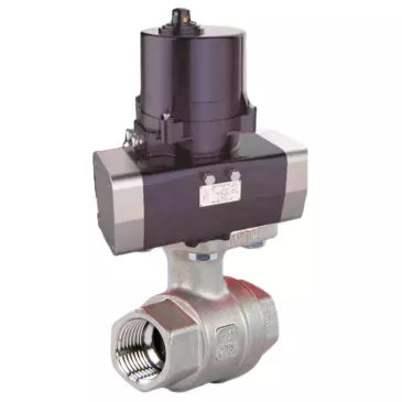 Ball valves Elephant BV3232P(2pc)-FP-T-ISO-H full bore, threaded, female thread, body - 316 stainless steel, sealing - PTFE, with electric quarter turn actuator Elephant QTSA-N-EM-O0-220VAC