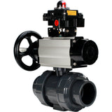 Ball valves Elephant BV4242E-FP-GRM-ISO, body material - UPVC, ball material - UPVC, seal - EPDM, with pneumatic actuator double action PA-DA-105-1, pneumatic distributor 4M310-08 24V and LSU APL-410N EX