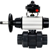 Ball valves Elephant BV4242E-FP-GRM-ISO, body material - UPVC, ball material - UPVC, seal - EPDM, with pneumatic actuator double action PA-DA-105-1, pneumatic distributor 4M310-08 24V and LSU APL-410N EX