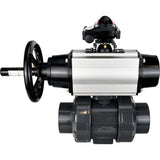 Ball valves Elephant BV4242E-FP-GRM-ISO, body material - UPVC, ball material - UPVC, seal - EPDM, with pneumatic actuator double action PA-DA-105-1, pneumatic distributor 4V320-08 220V and LSU APL-210N EX
