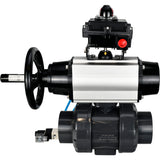 Ball valves Elephant BV4242E-FP-GRM-ISO, body material - UPVC, ball material - UPVC, seal - EPDM, with pneumatic actuator double action PA-DA-105-1, pneumatic distributor 4V320-10 220V and LSU APL-410N EX